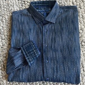 Visconti Black blue geometric pattern, button-down shirt with contrasting cuffs